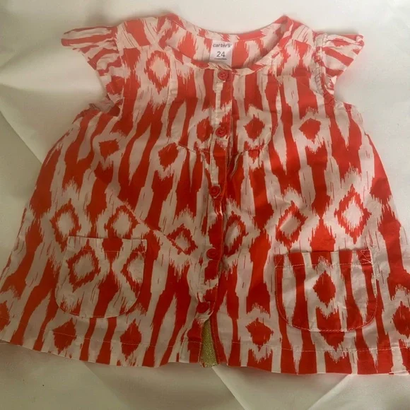 Kids Green Blouse Orange Patterned Kids Top and Ruffled Bell Bottom Jeans - Picture 4 of 7